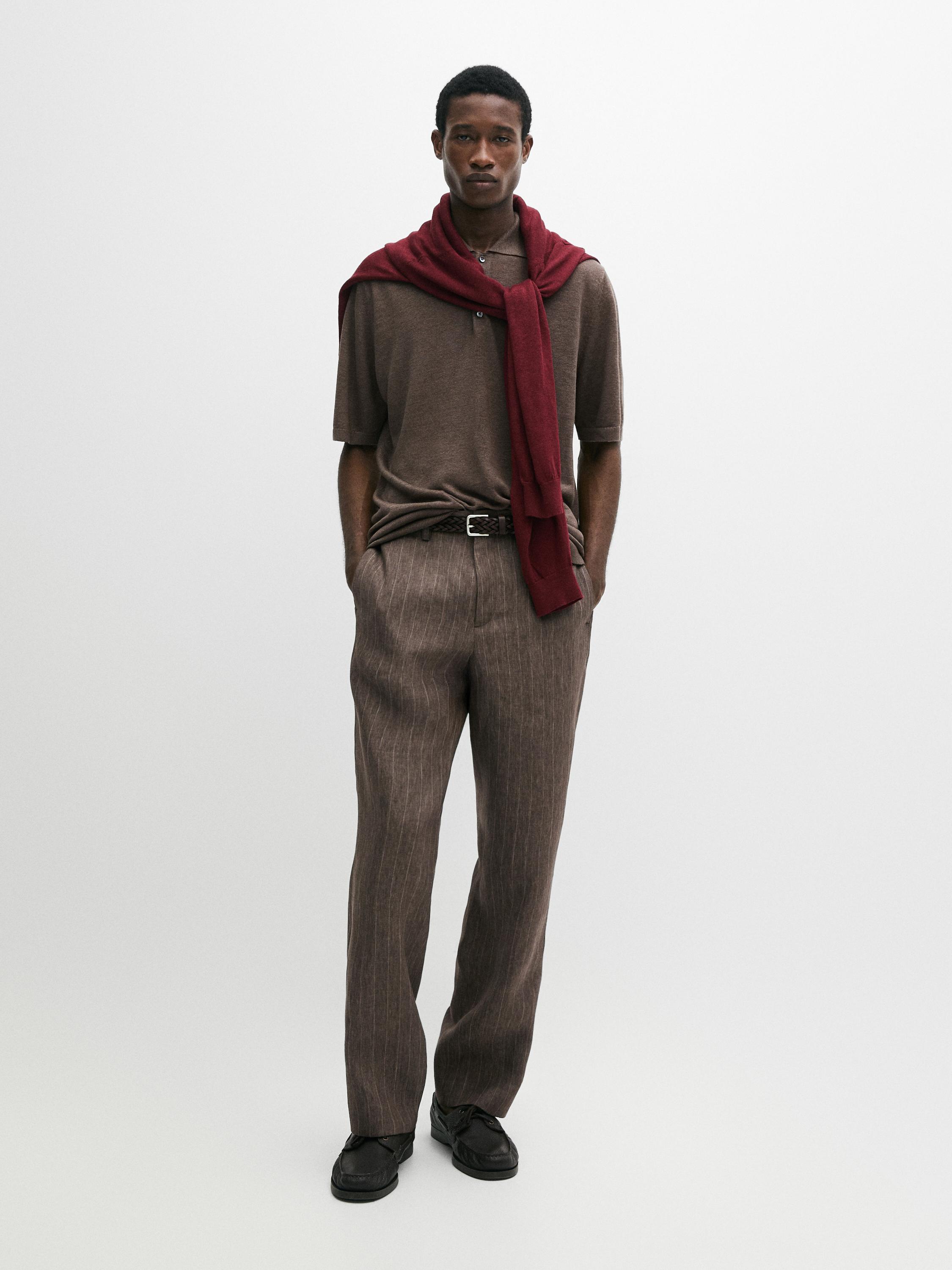 Pantalón rayas lino