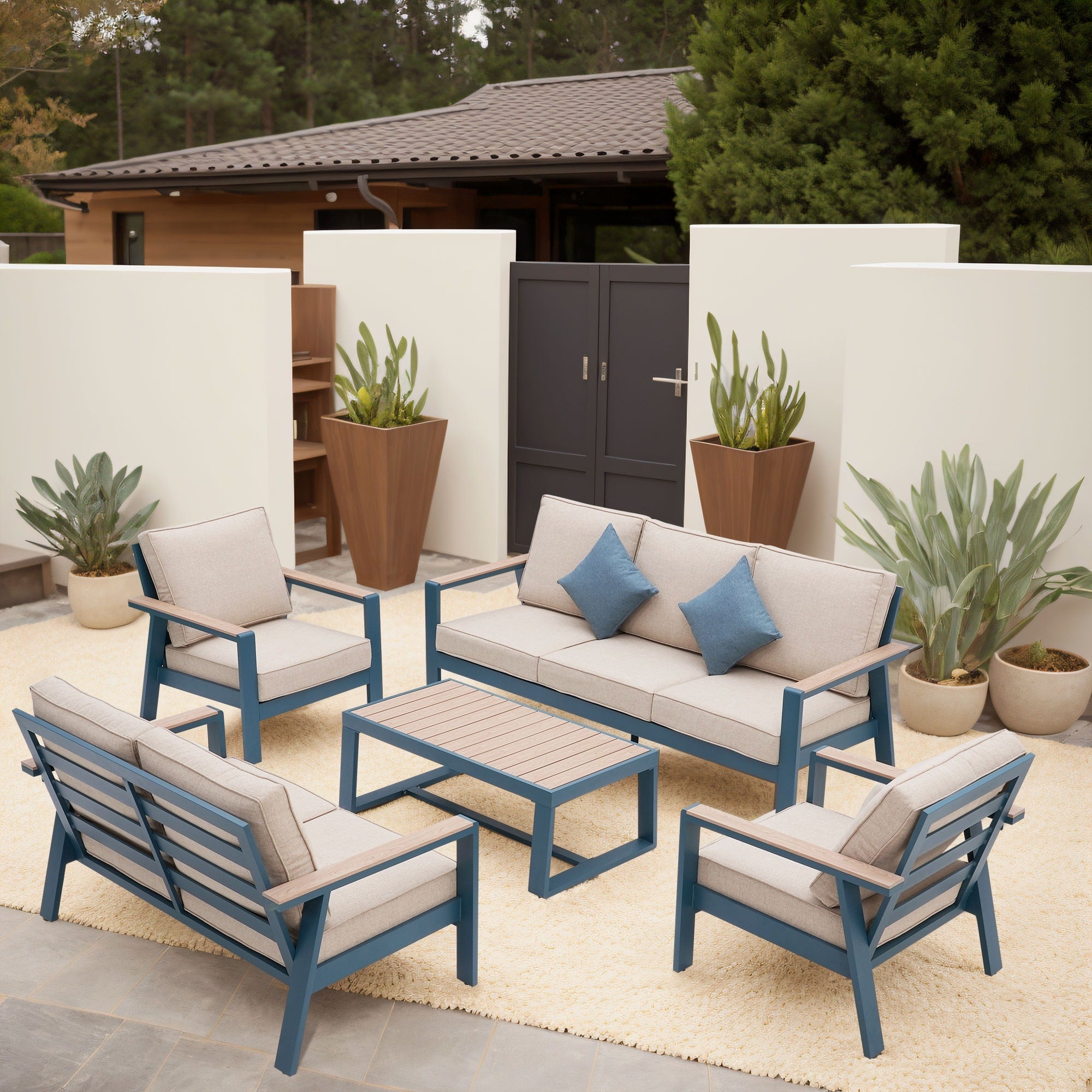 Zenova Aluminum Patio Conversation Sets,Outdoor Sofa Sets