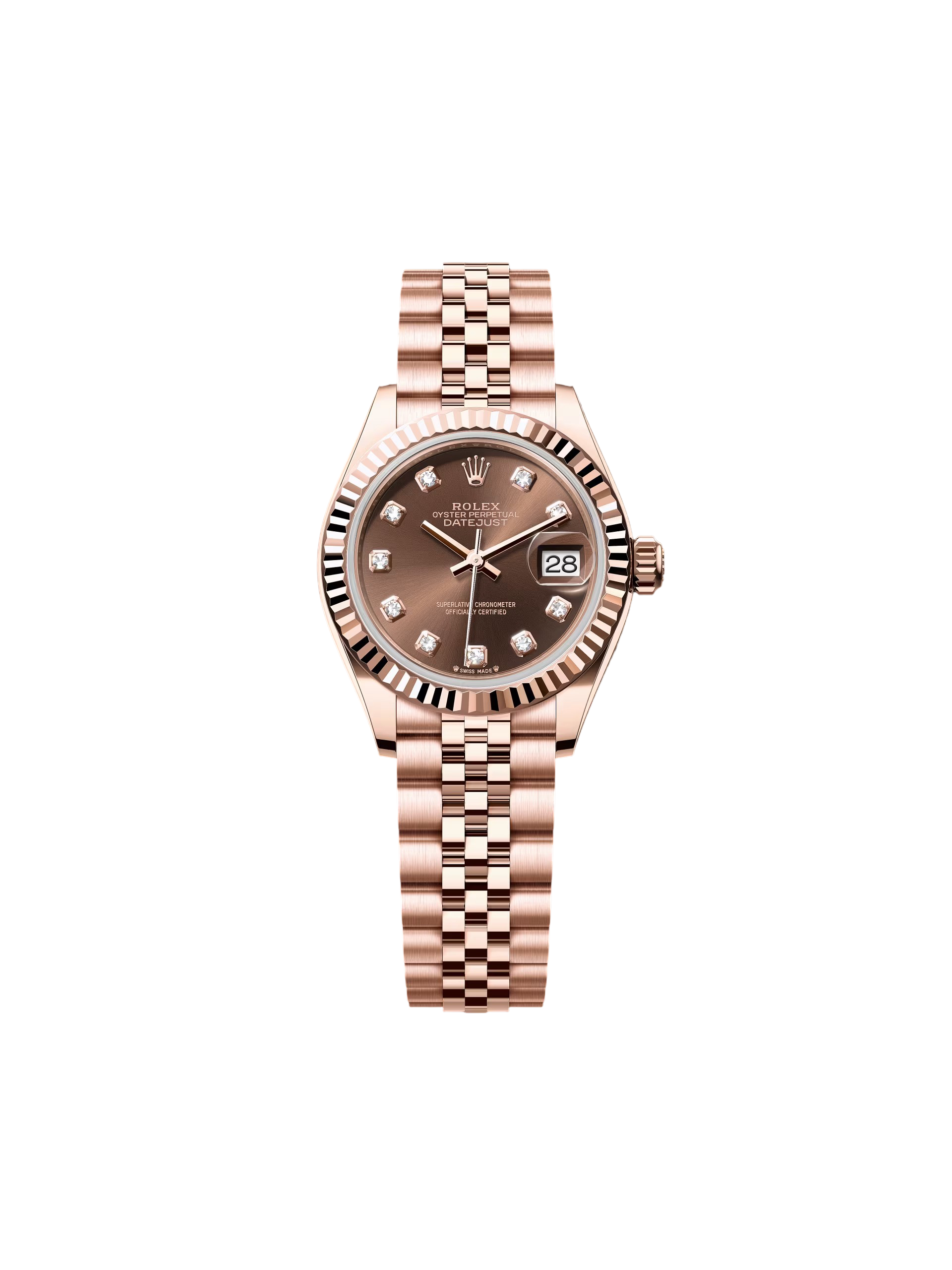 Rolex Lady-Datejust 28mm 279175 Chocolate Diamond-Set Dial President Everose Gold