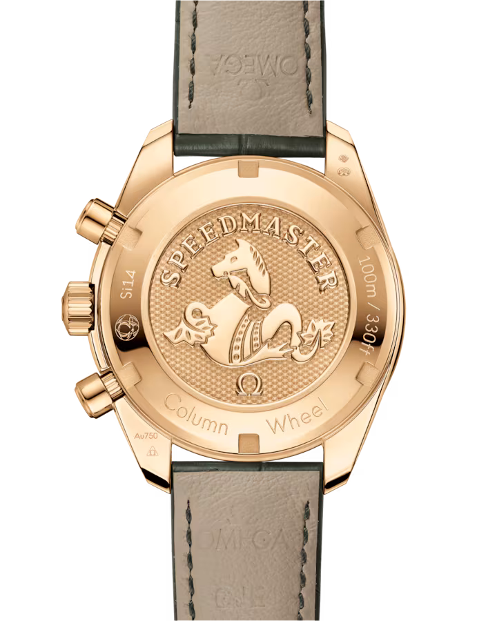 Omega Speedmaster 38 Silver Dial 38mm with Diamonds 18k Yellow Gold Strap 324.68.38.50.02.004