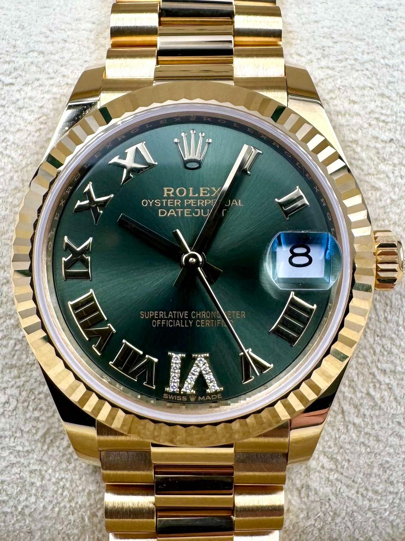 Rolex Datejust m278278-0030 Olive Green 31mm Dial President Bracelet Watch