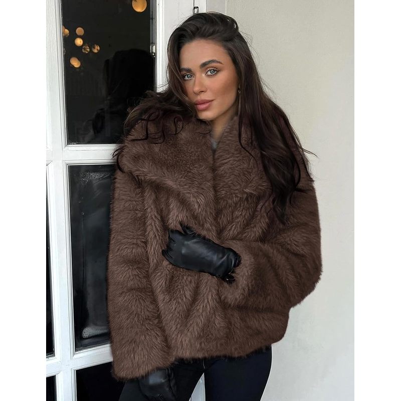Women's Faux Fur Coat Winter Warm Fluffy Fur Jacket