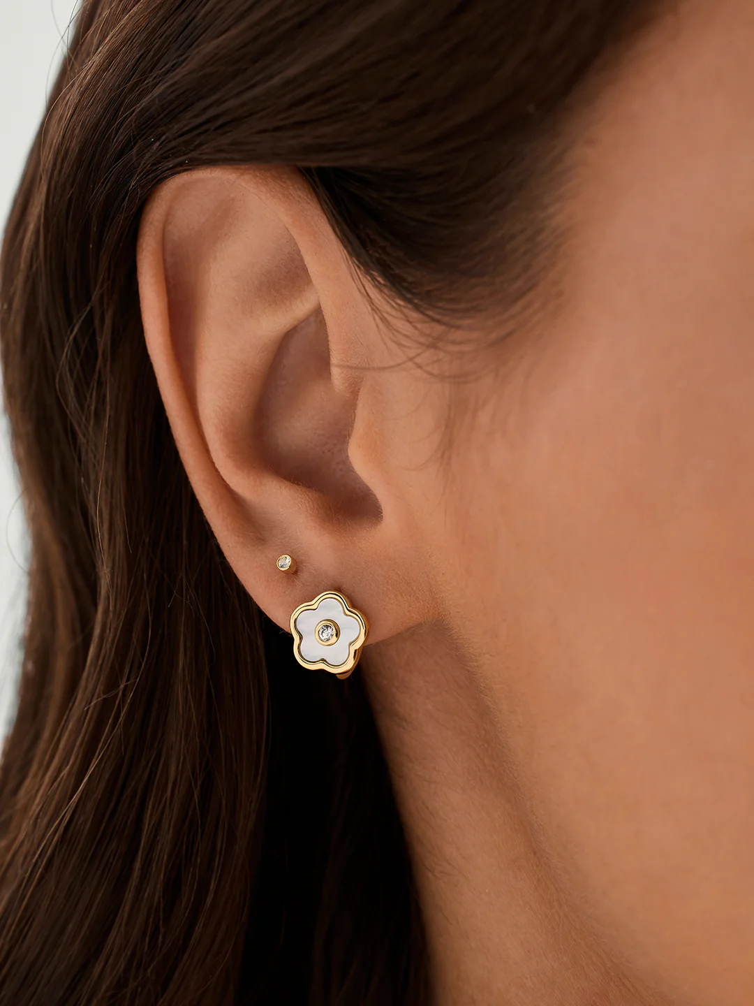 Mother of Pearl Flower Huggies