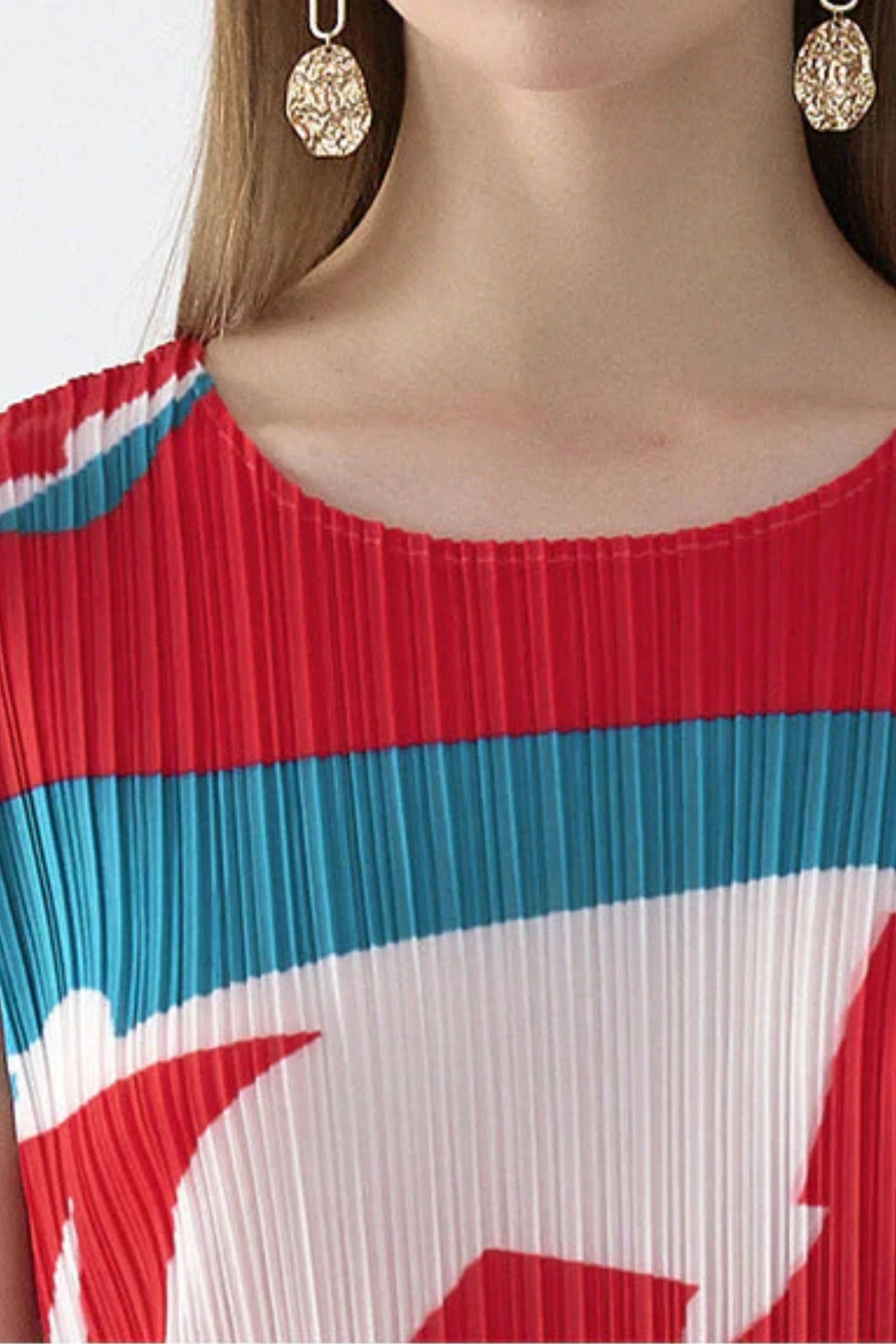 Crimson Koi Pleated Dress