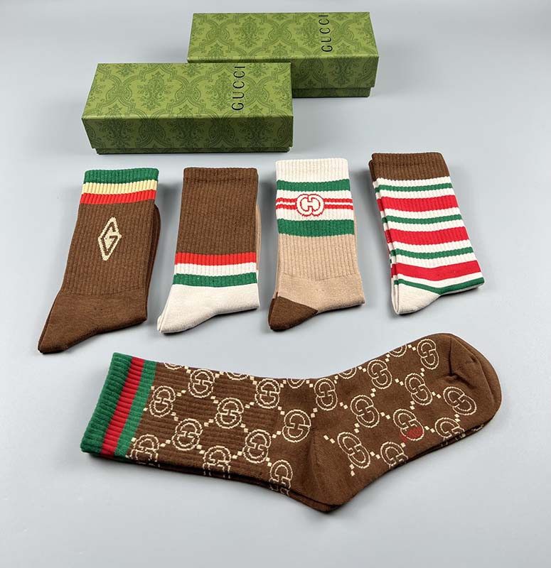 Set of 5 Pairs of Cotton Anti-bacterial Crew Socks WZ-924000167