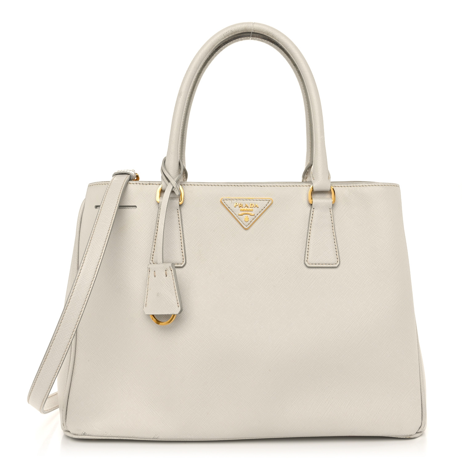 Saffiano Medium Galleria Double Zip Tote Talco