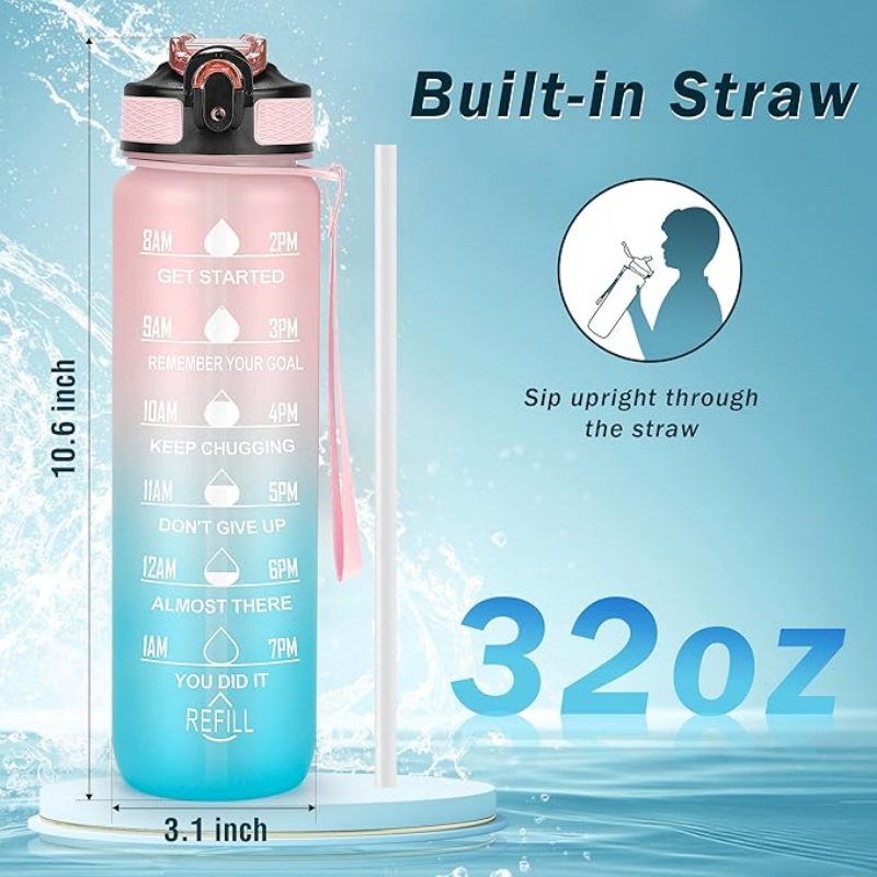 THERMOCLOUD Motivational Water Bottle with Time Marker