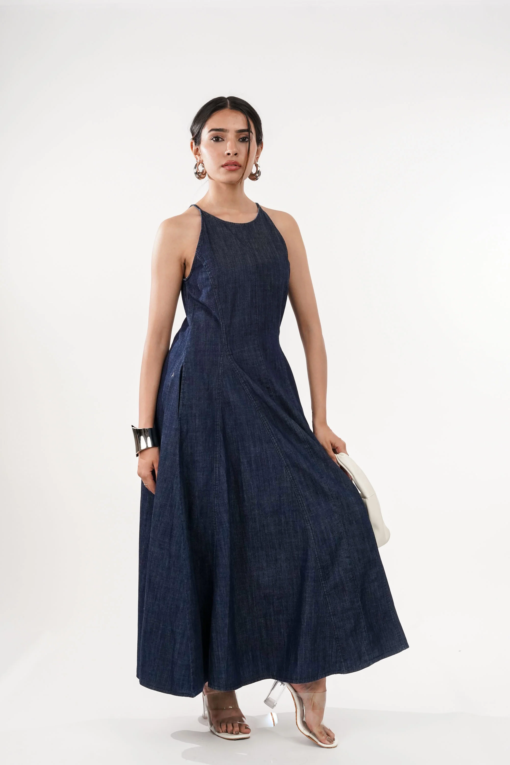 Edith Denim Halter Dress