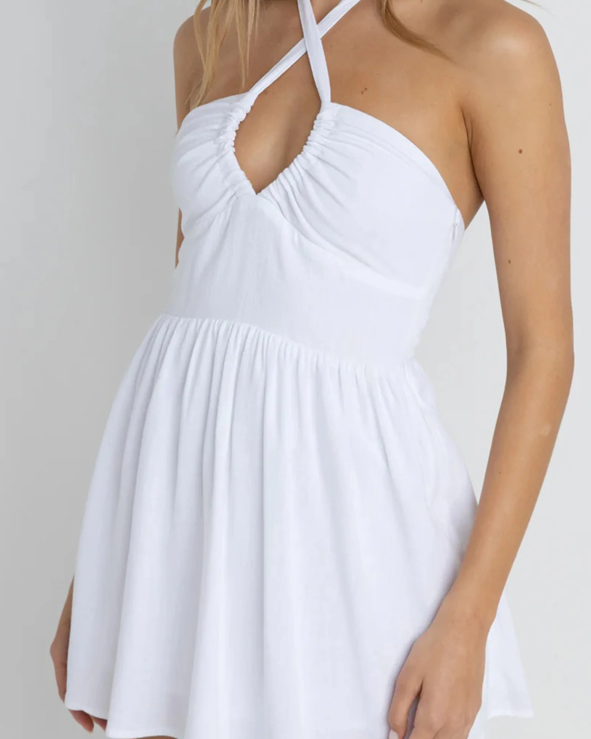 Harlow Halter Mini Dress - White
