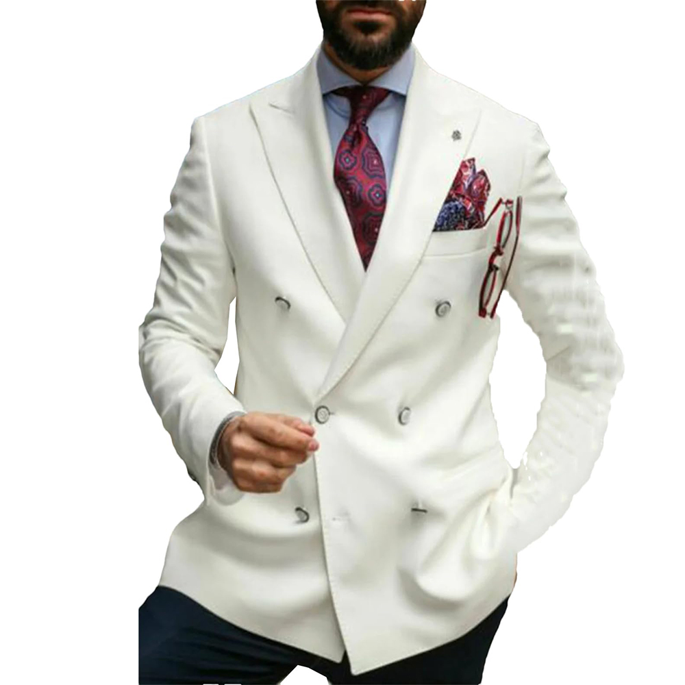 Men's Business Casual Double Breasted Metal Buttons Blazer