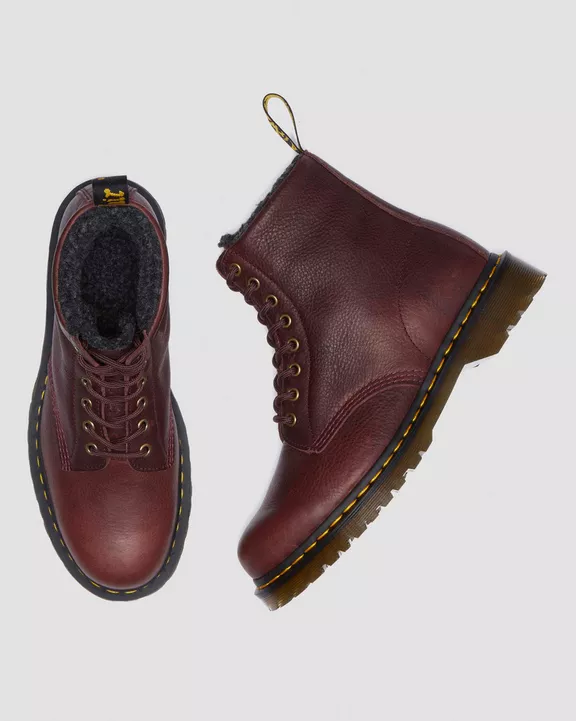 1460 Faux Fur Lined Grizzly Leather Lace Up Boots