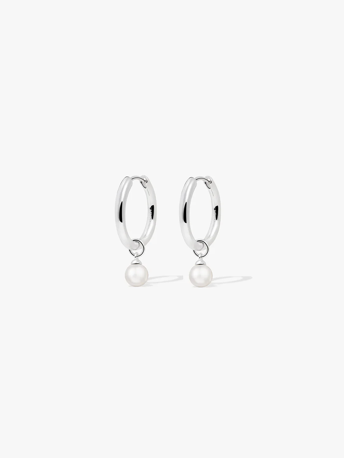 Silver Pearl Charm Hoops