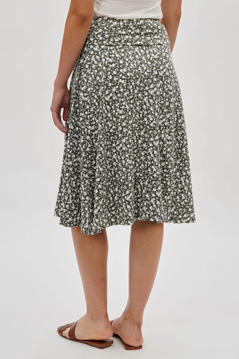 Floral Fold Over Skirt - Olive