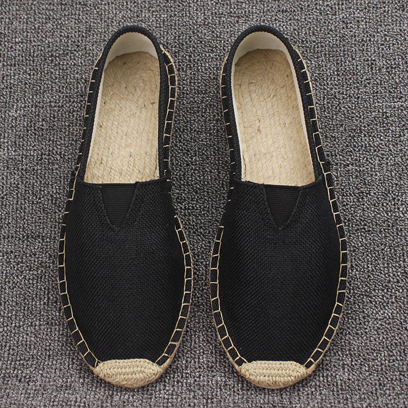 Men's Daily Casual Seam Round Toe Espadrilles Canvas Slip On Flat Loafers Shoes