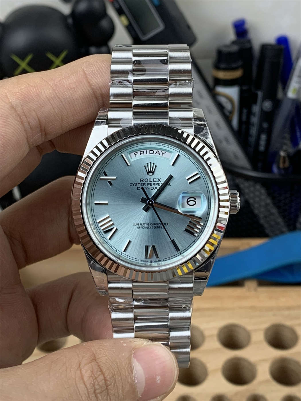 VS Factory Platinum Day-Date Ice Blue Dial Replica 40mm – Heavy Weight President Watch