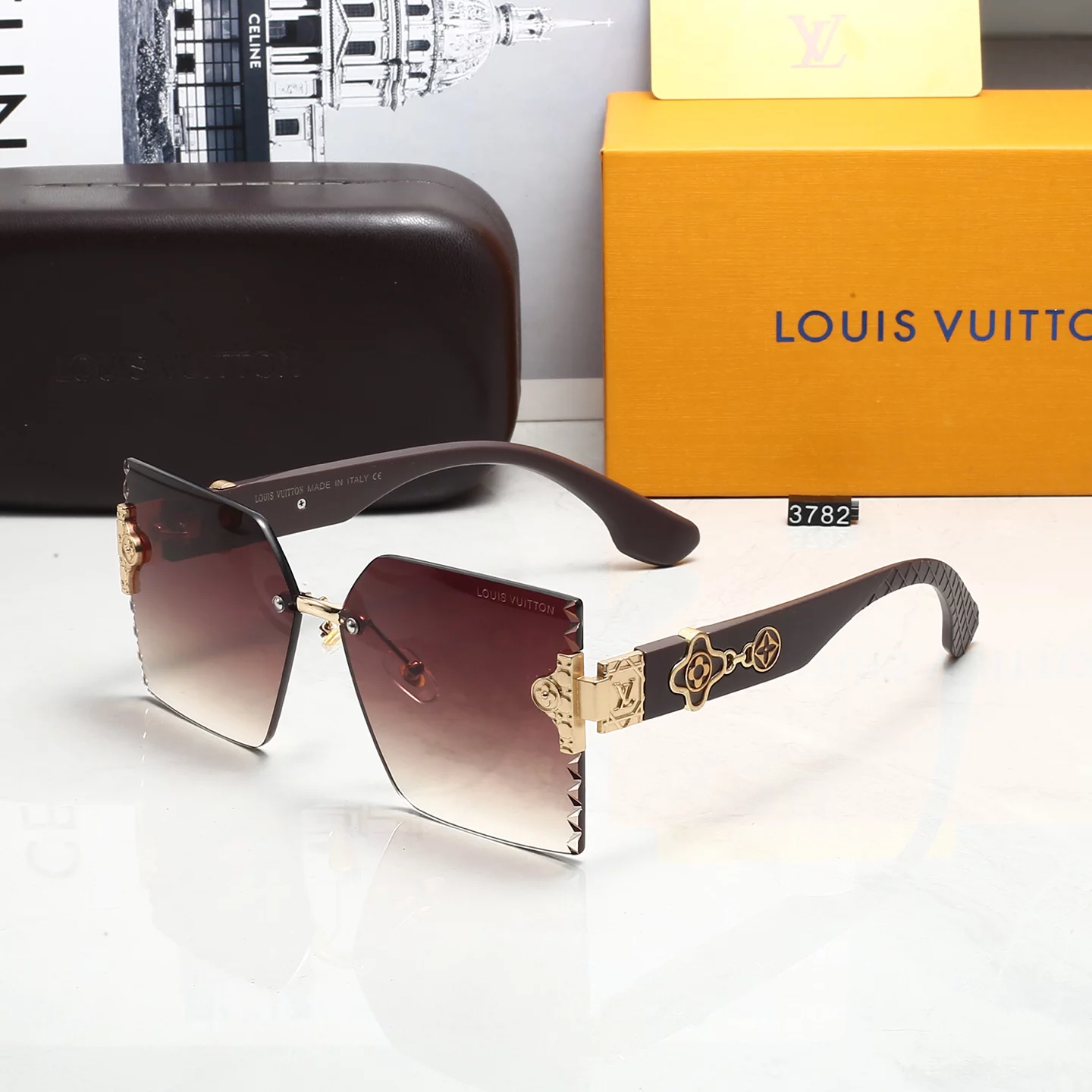 5 Colors Gradient lenses rimless Woman’s Sunglasses TYJ-915836