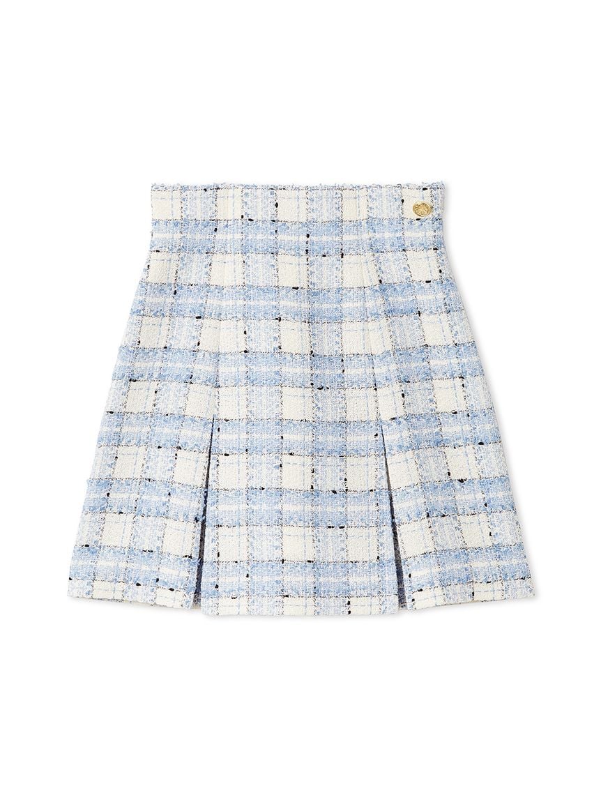 Classic Tweed Pleated Mini Skirt