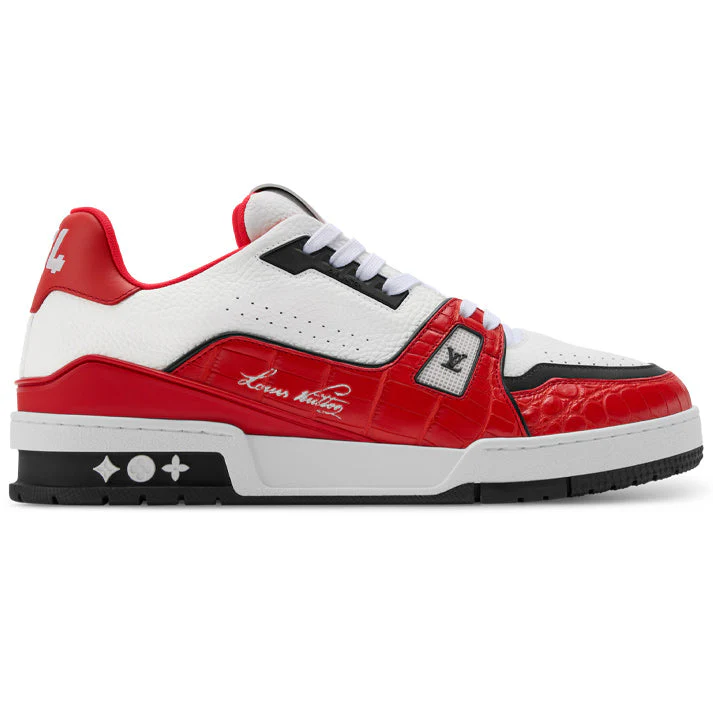 L.V  Trainer Red Alligator Leather Sneaker