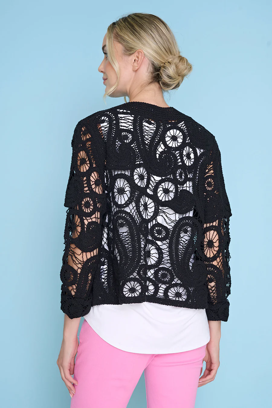 Crochet Button-Front Jacket