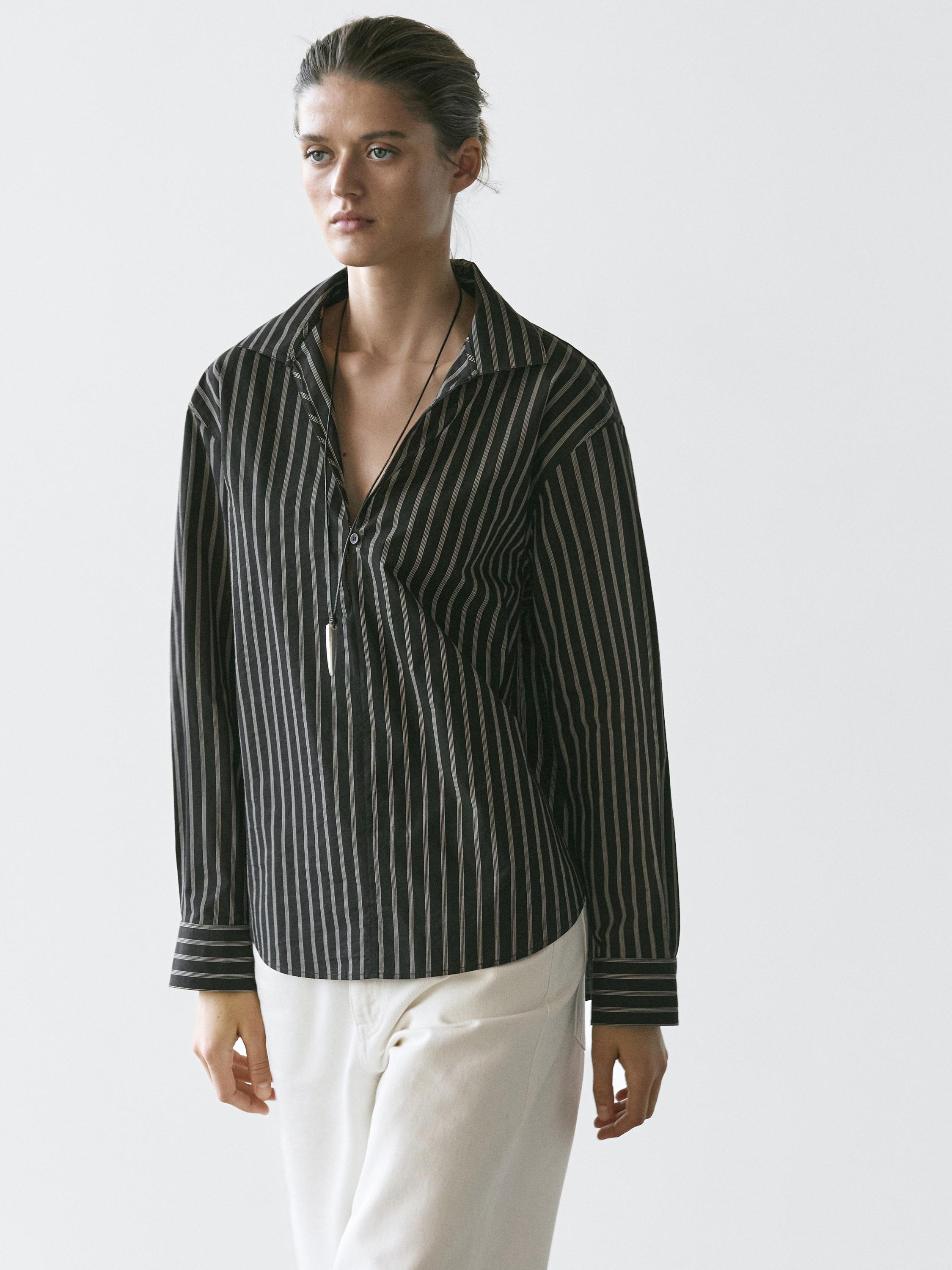 Camisa rayas mezcla algodón