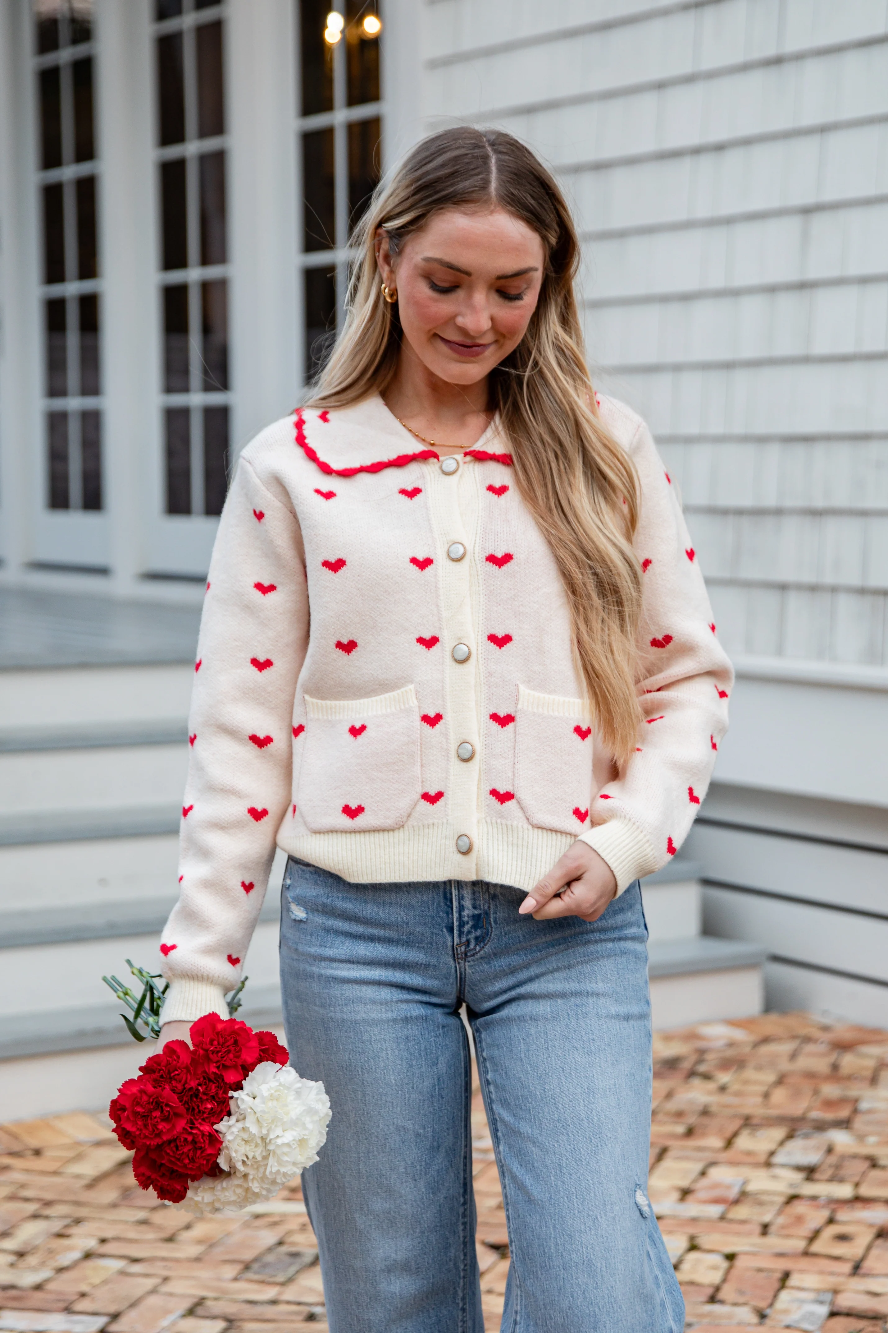 FINAL SALE - Cupid's Crush Heart Sweater Cardigan