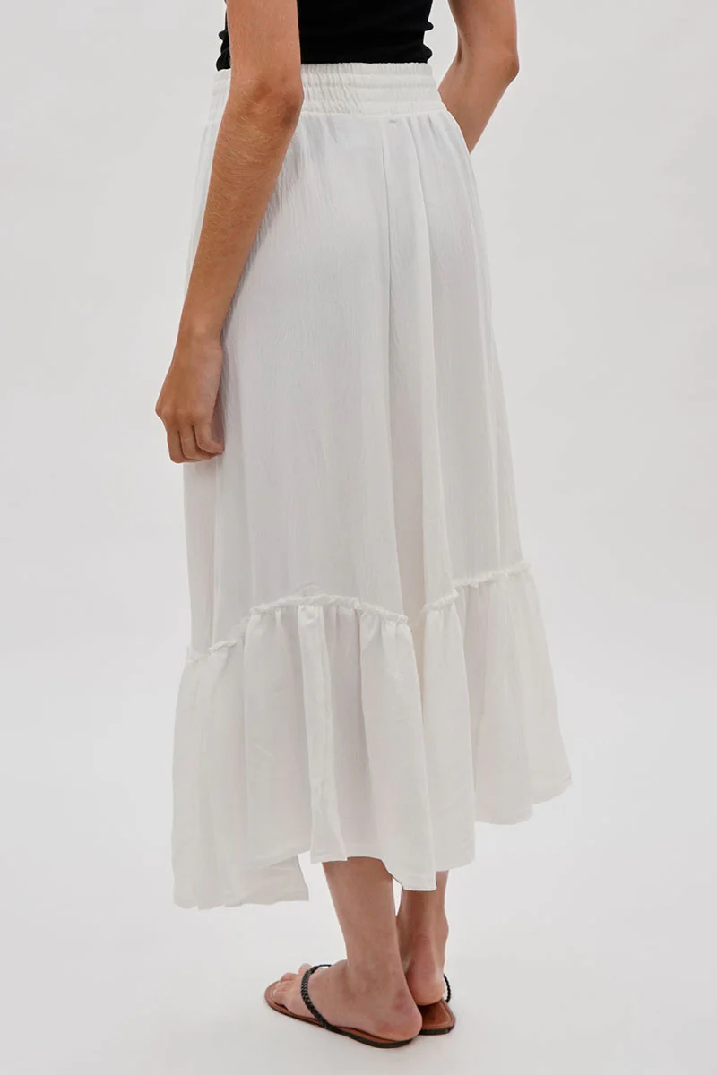 Vintage Tiered Cinched Skirt - White