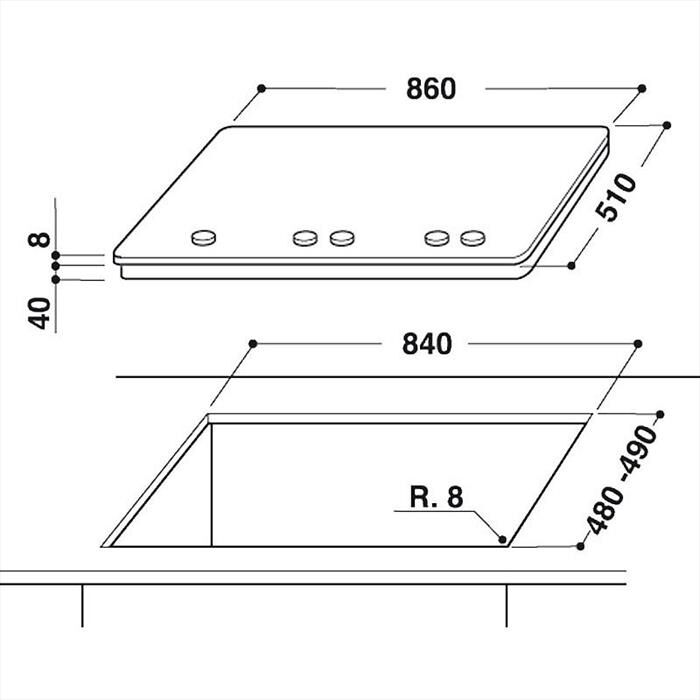 WHIRLPOOL - Piano cottura a gas ELEMENTS GOA 9523/WH 86cm-Bianco