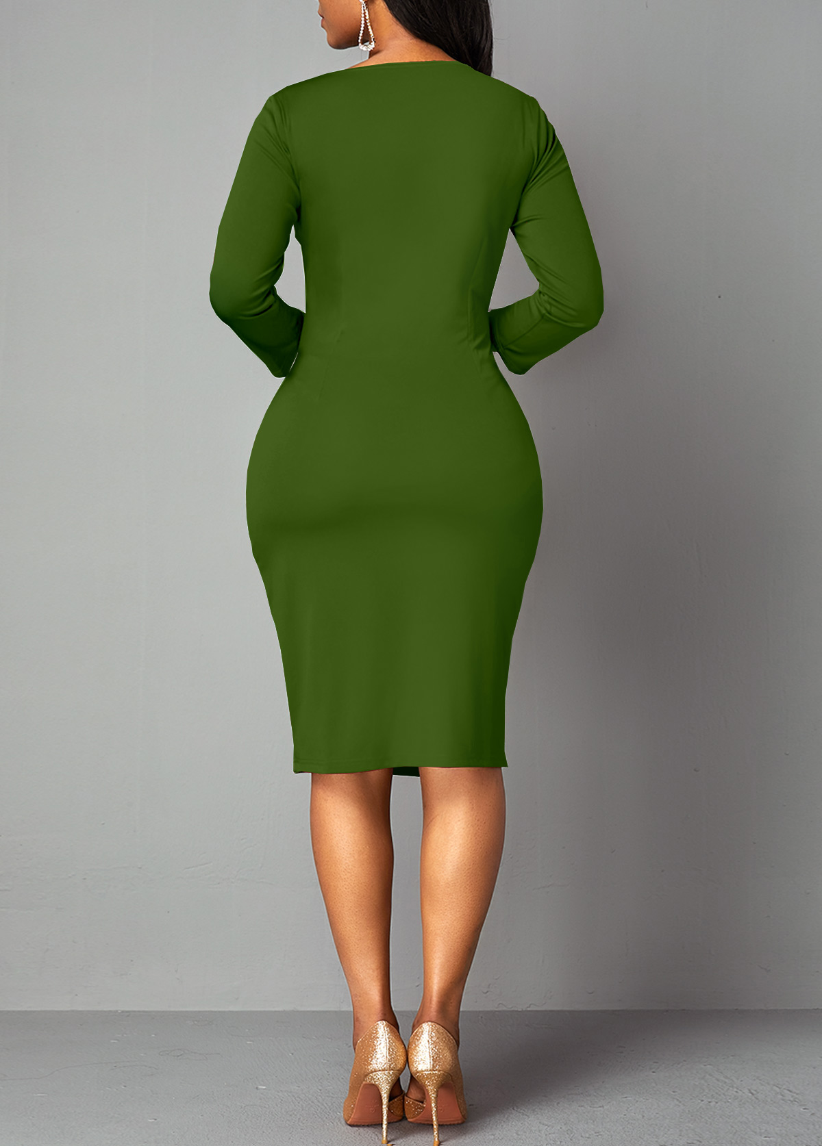 Geometric Print 3/4 Sleeve Sheath Dress