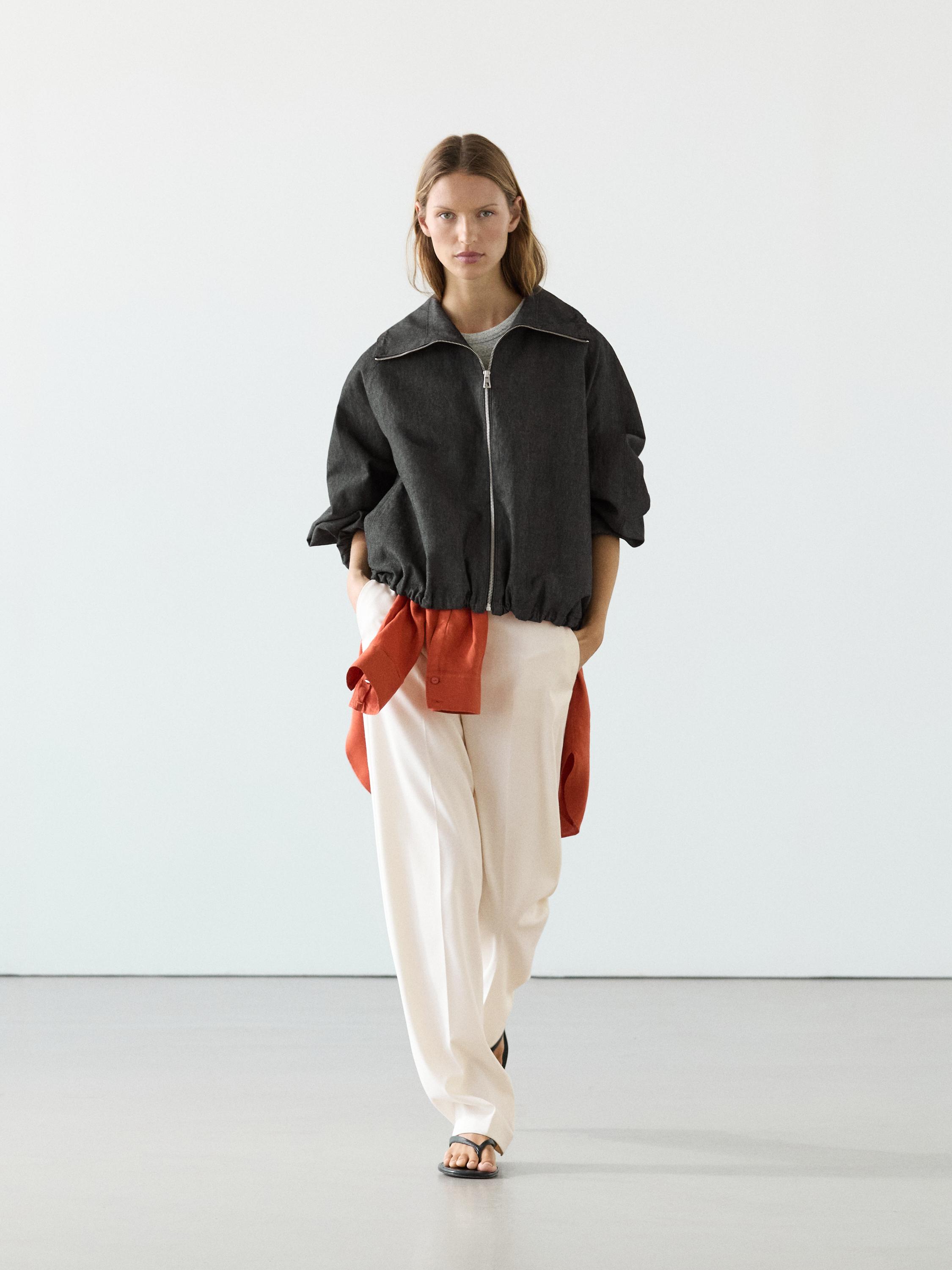 Chaqueta bomber con lino
