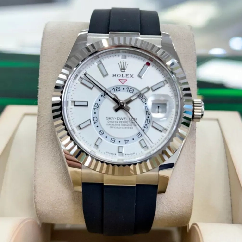 Rolex Sky-Dweller 42mm White Gold White Dial Oysterflex - 336239