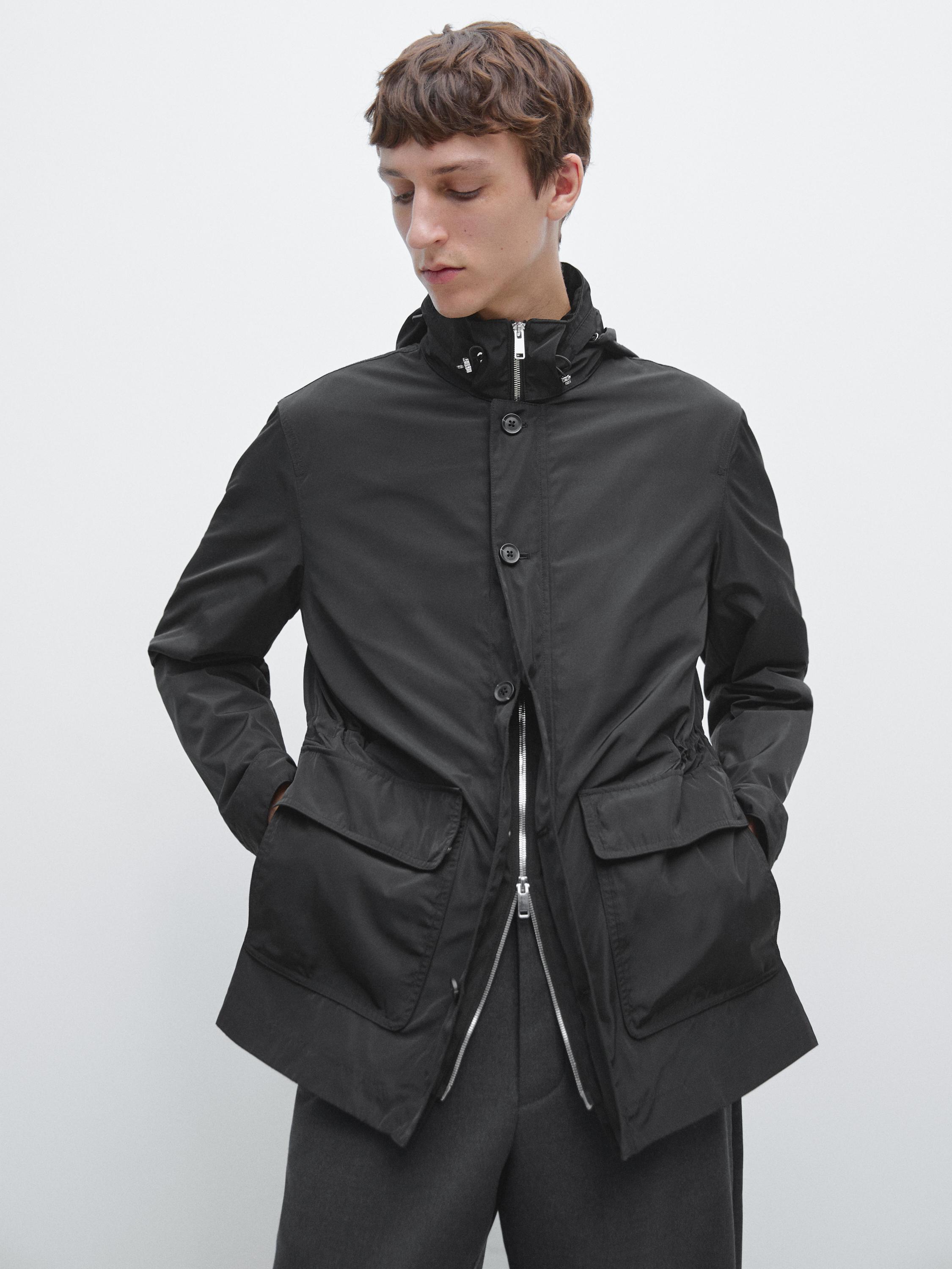 Parka capucha detalle tejido