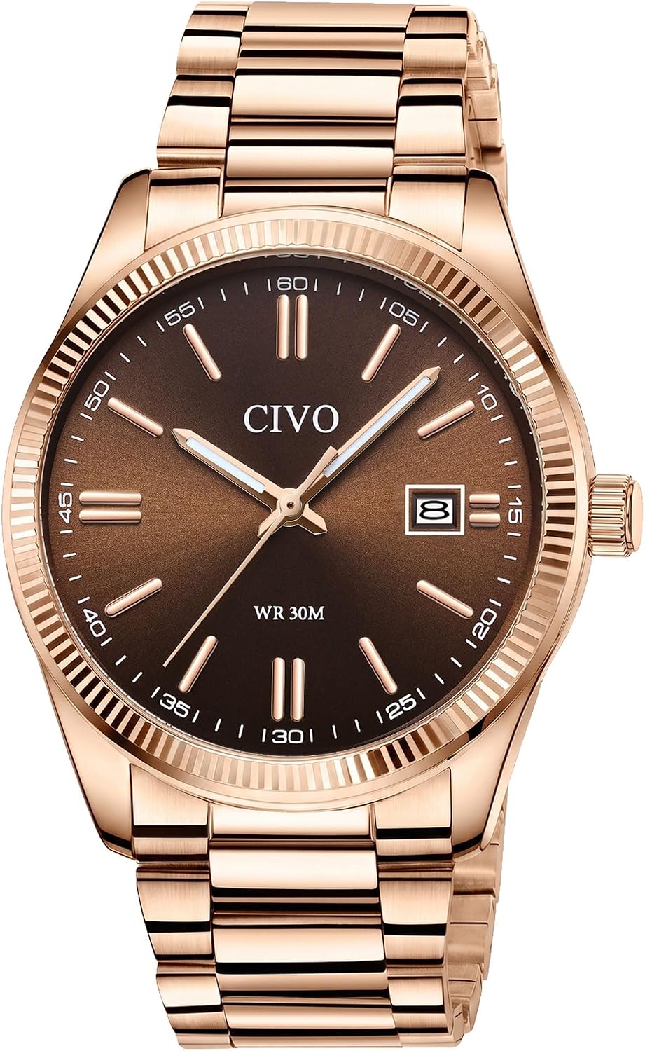CIVO Analog Mens Watches Silver: Wrist Watches with Date Easy to Read | Dress Stainless Steel Watch for Men, Gifts for Husband Father at Birthday Anniversary