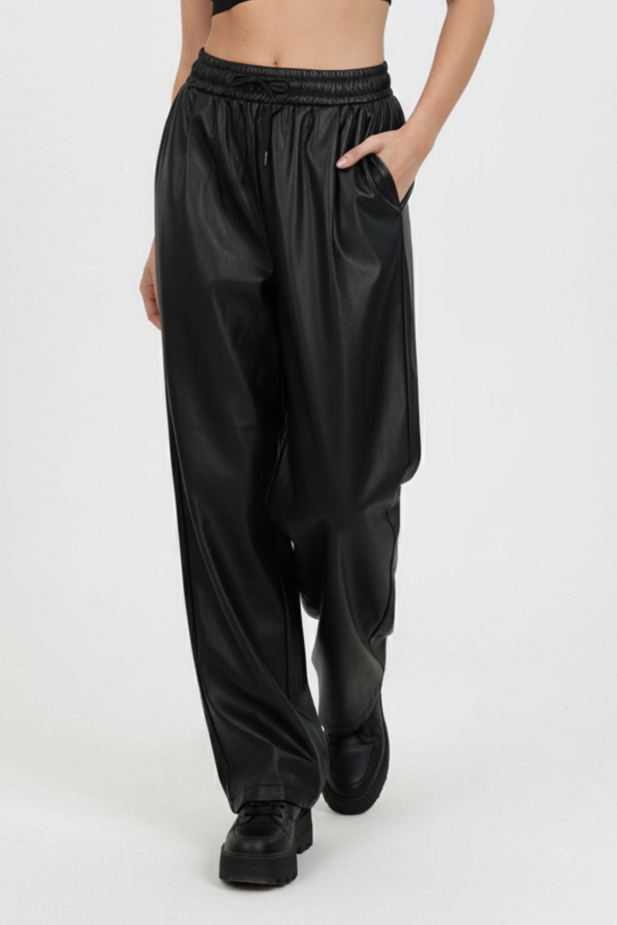 Edgy Black Faux Leather pants