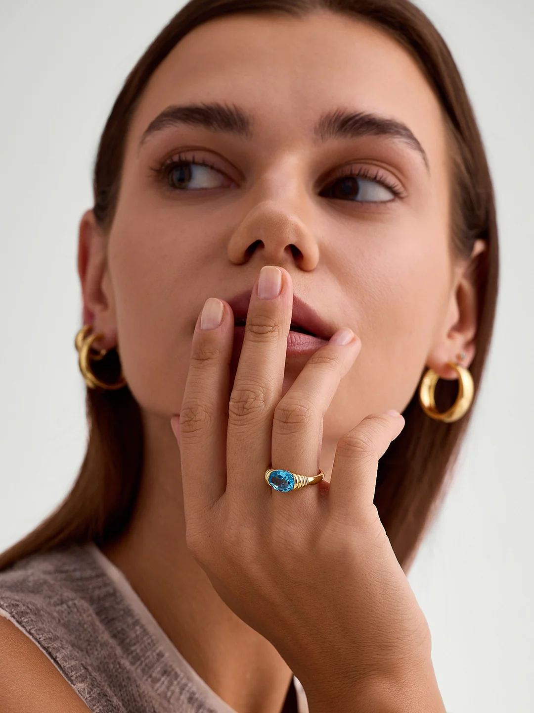 Blue Topaz Statement Ring