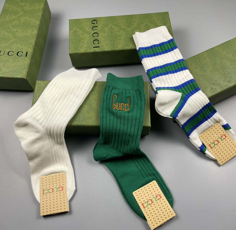 Set of 3 Pairs of Cotton Anti-bacterial Crew Socks WZ-924000182