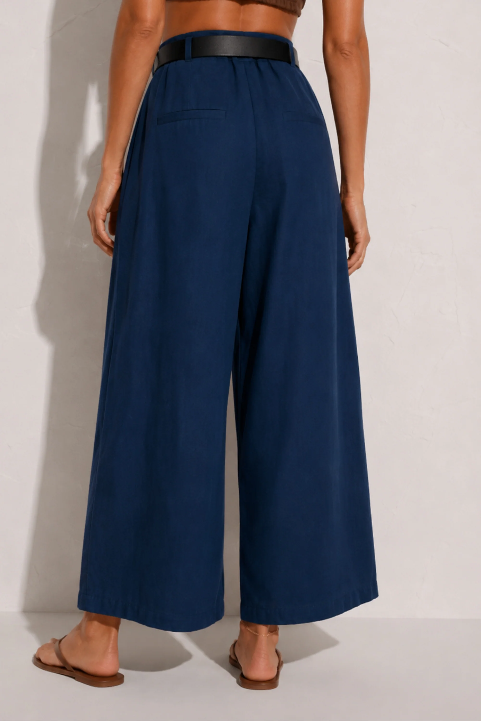 Ocean Blue Belted Drape Pants
