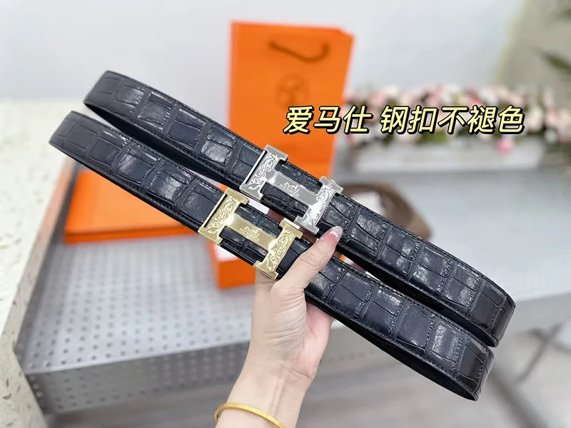 2Colors Wide1.5″ crocodile Genuine Leather Reversible Belt PD-6920522