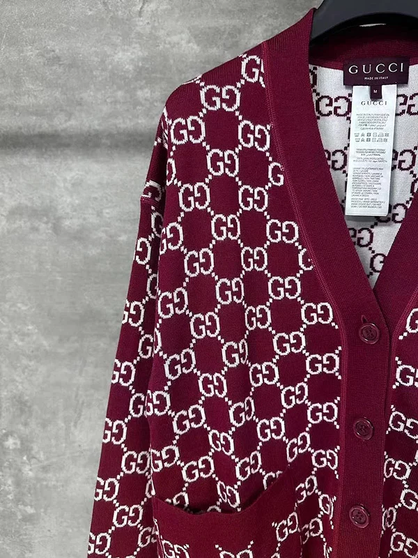 Wine red full printed knitted cardigan MY-93260