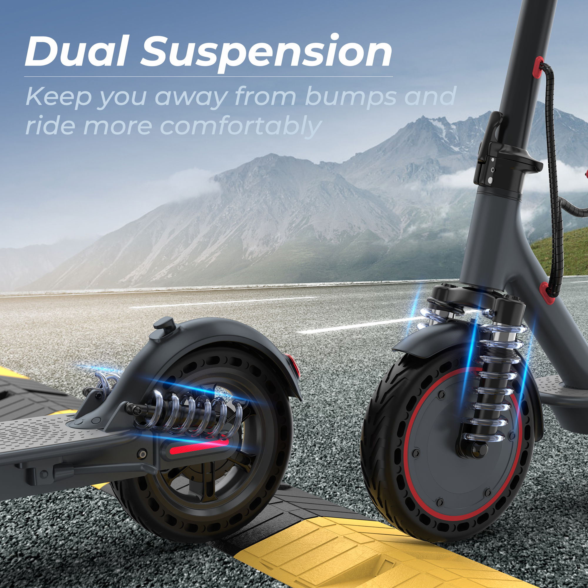 AOVOPRO TMAX 500W Foldable Electric Scooter Dual Suspension Dual Brake 10 inch wheel