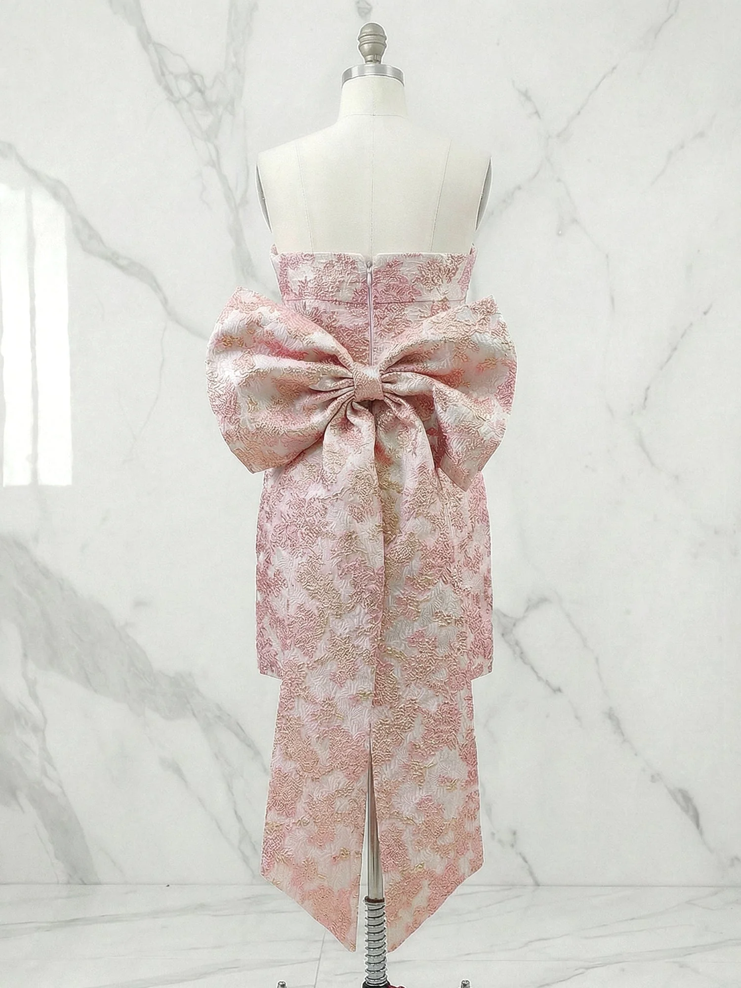 Strapless Tight Homecoming Dress with Back Bow