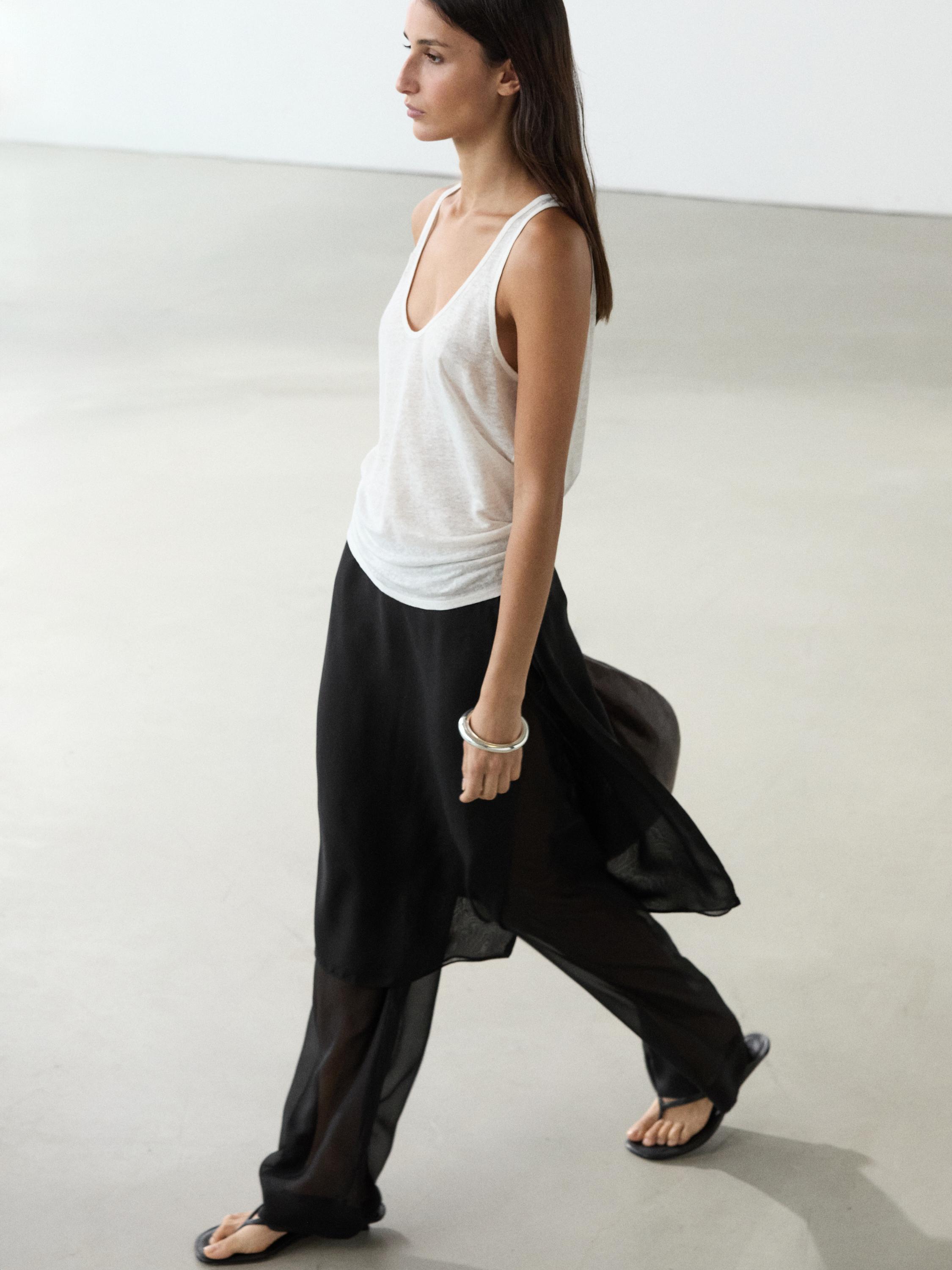 Falda pantalón larga 100% seda