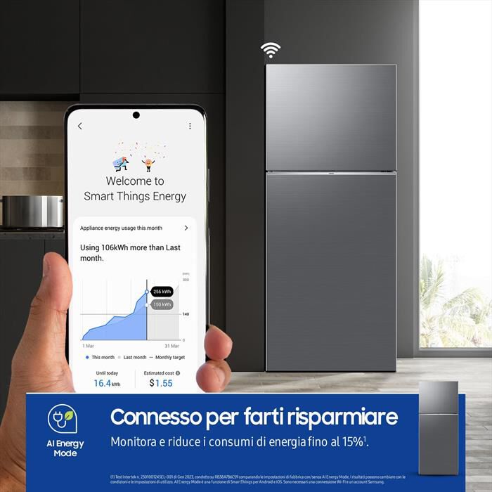 SAMSUNG - Frigorifero 2 porte RT38CG6624S9ES Classe E 393 lt-METAL INOX