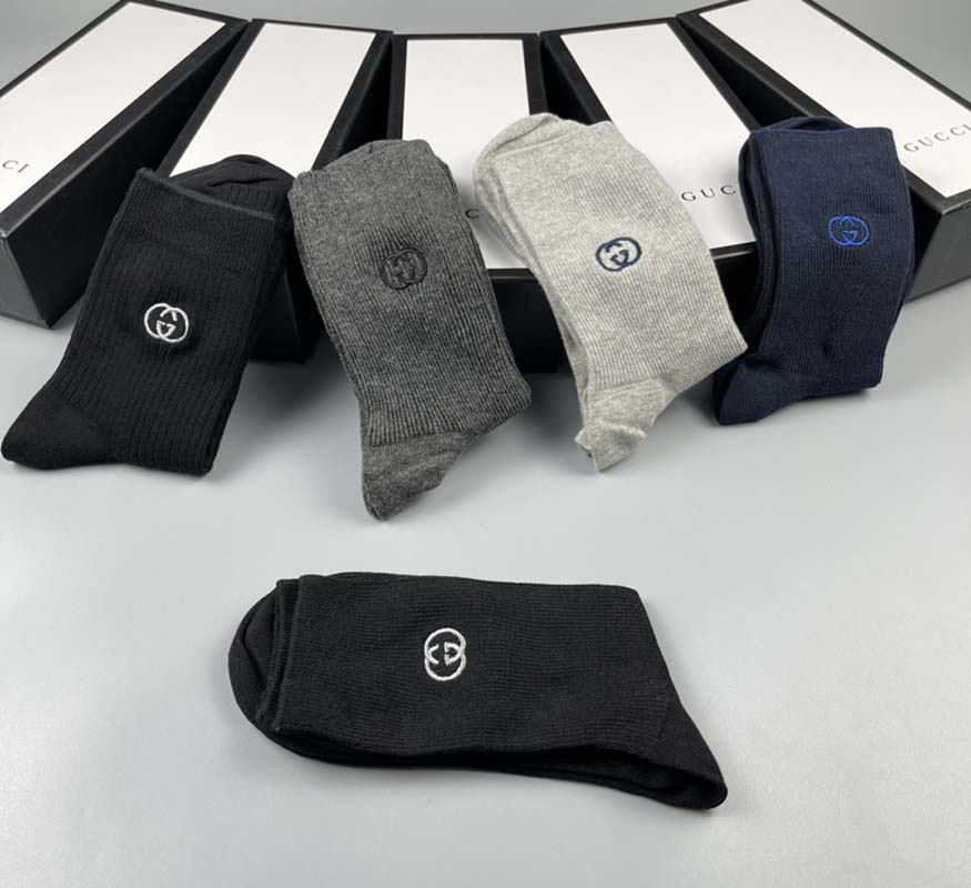 Set of 5 Pairs of Cotton Anti-bacterial Crew Socks WZ-924000175