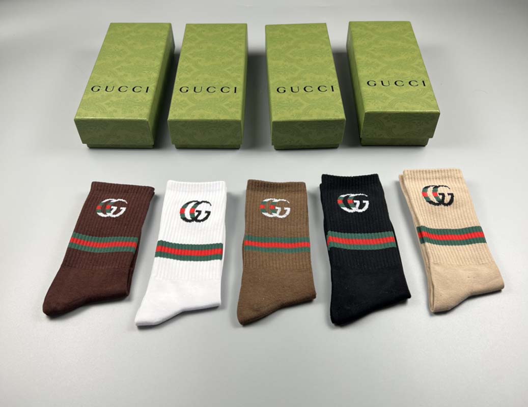 Set of 5 Pairs of Cotton Anti-bacterial Crew Socks WZ-924000183