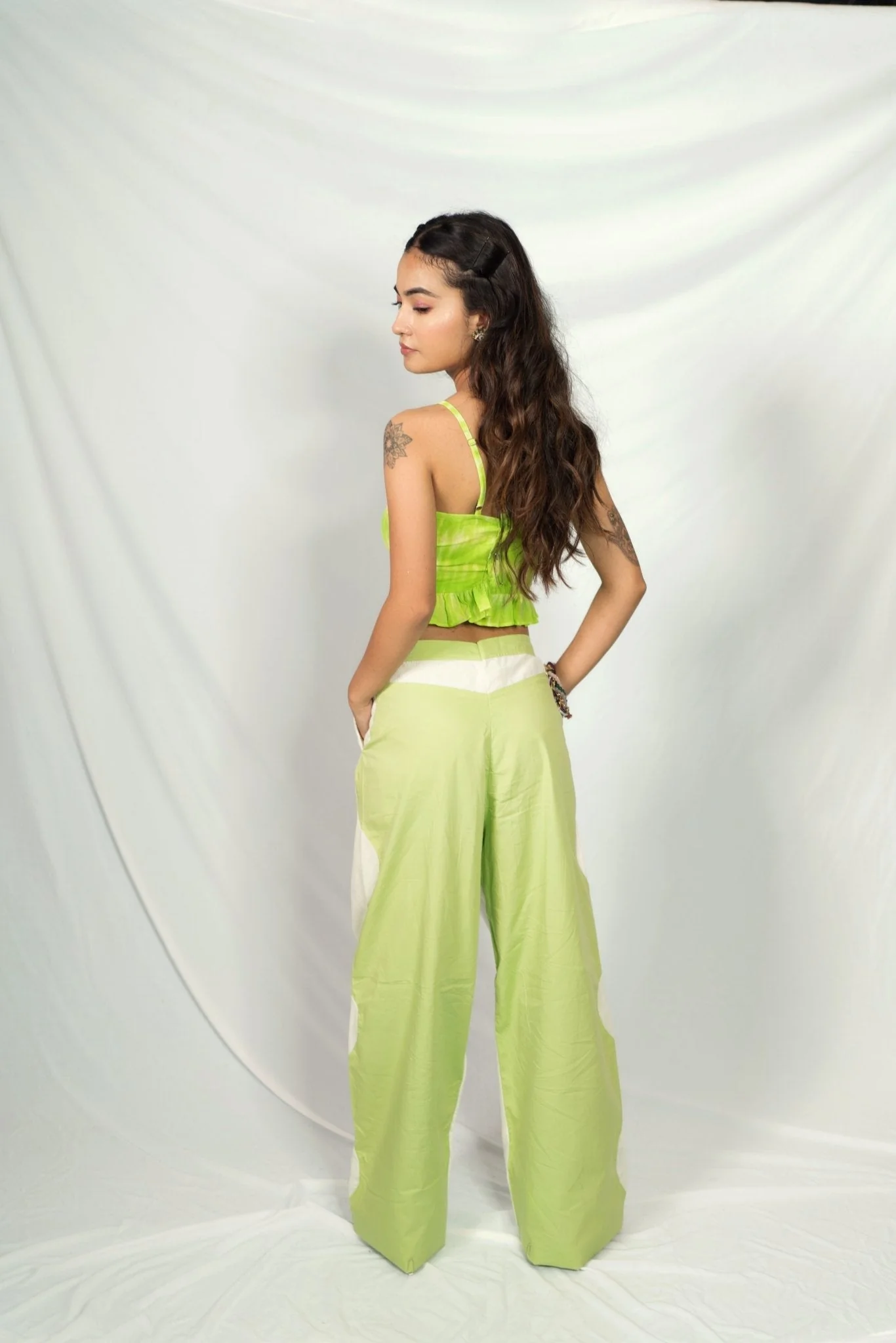 Side Waving Two-Tone Pants