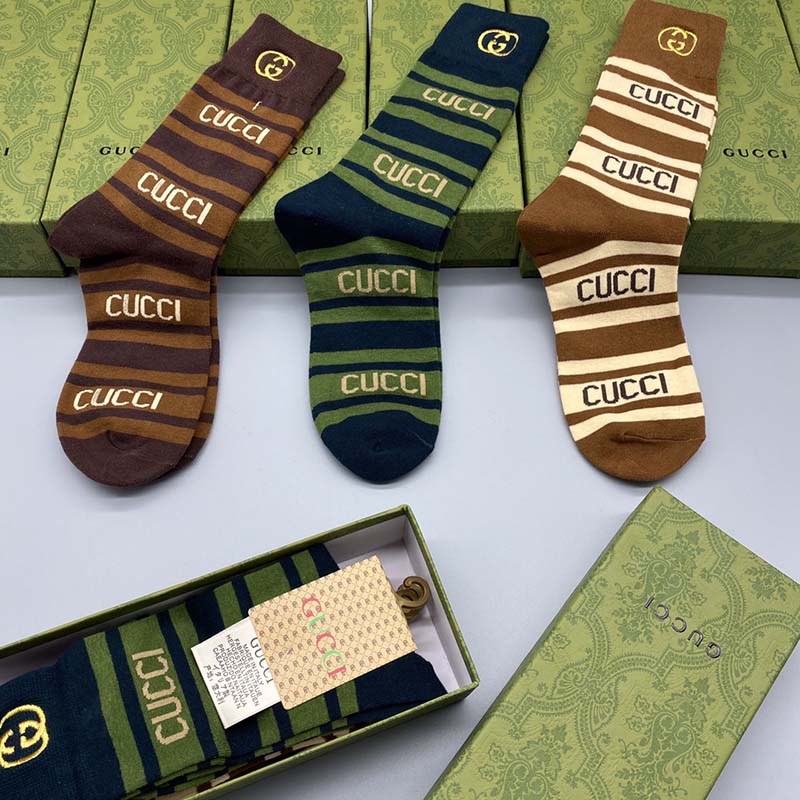 Set of 3 Pairs of Cotton Anti-bacterial Crew Socks WZ-924000181