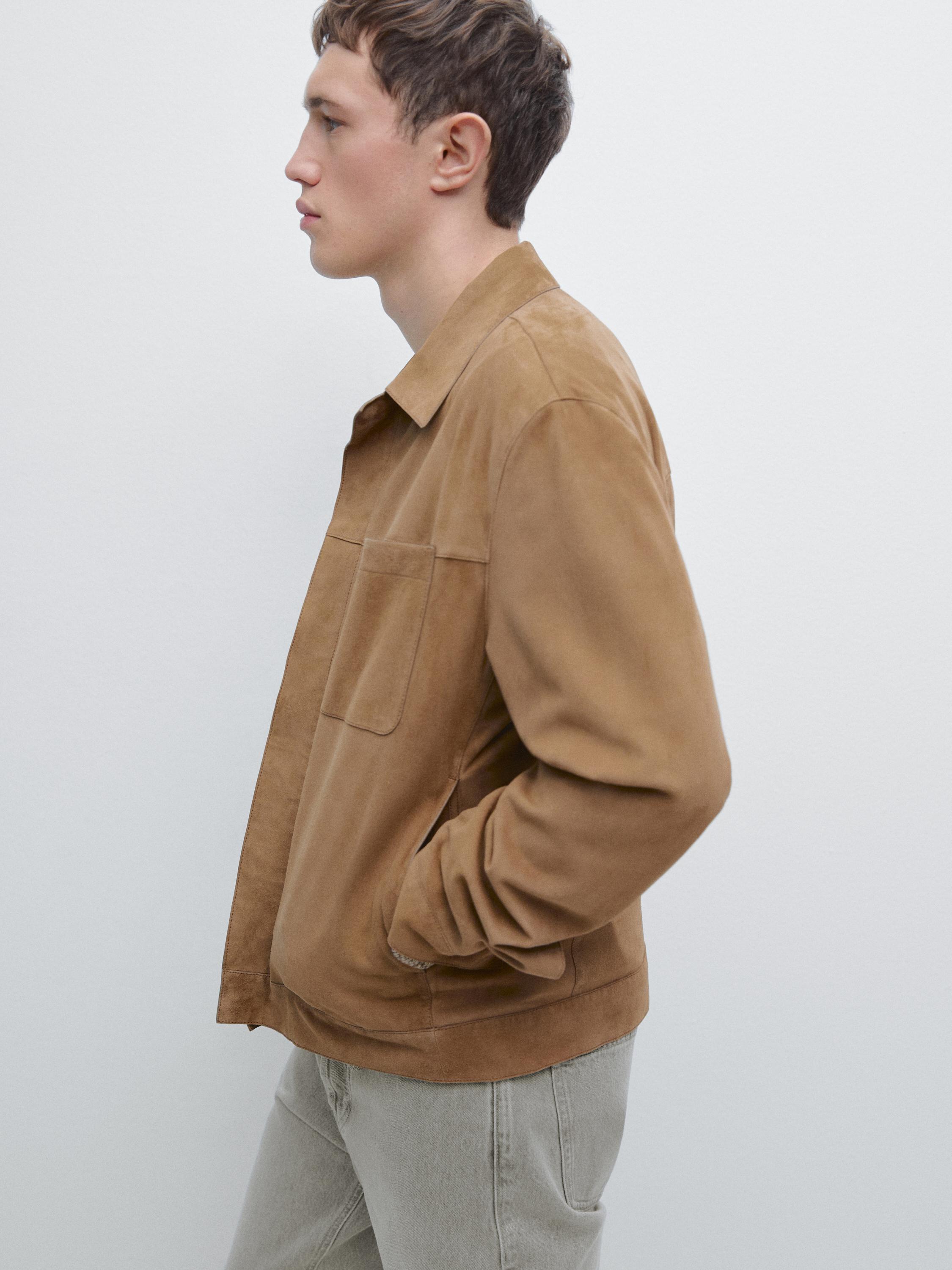 Chaqueta detalle bolsillo piel ante