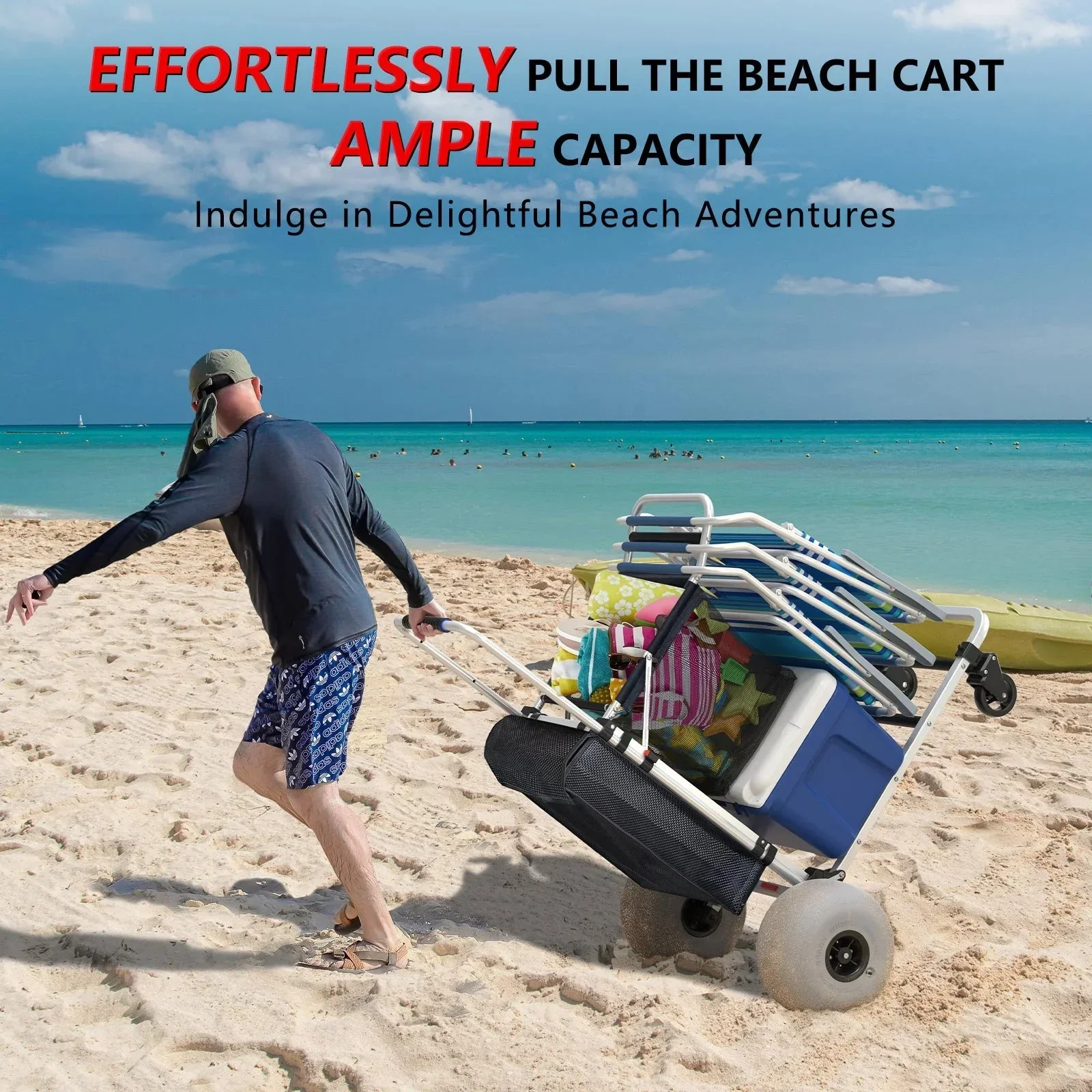 Foldable Beach Cart with Adjustable Handle 12
