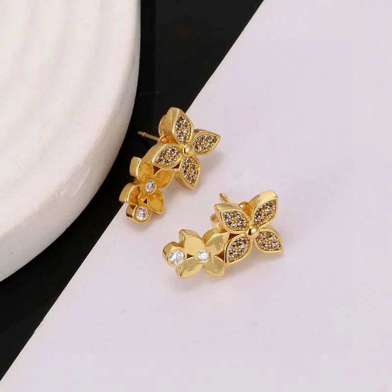 Fashion Stone-set Flowers Earrings ED-931316