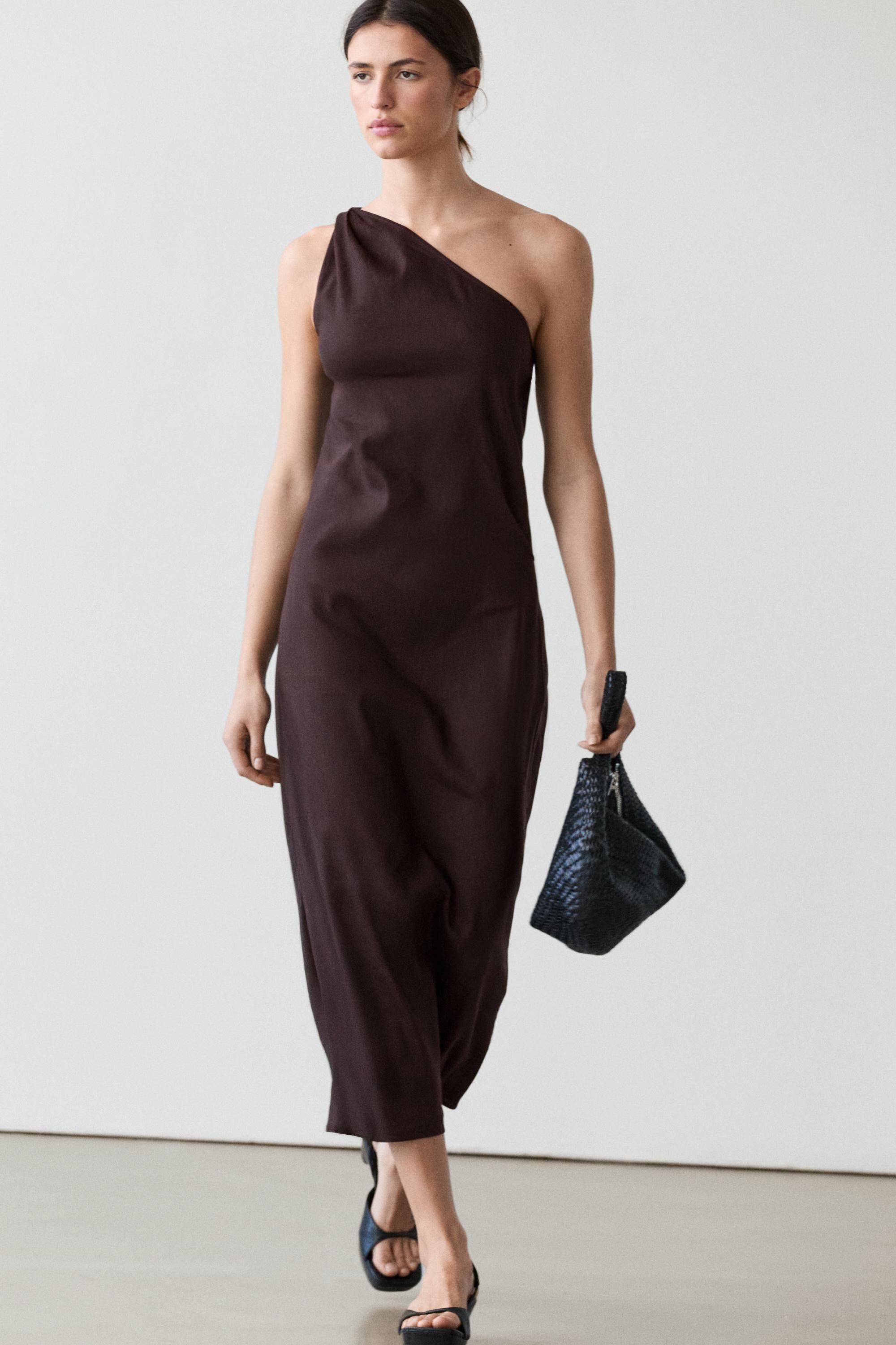 Vestido asimétrico mezcla lino